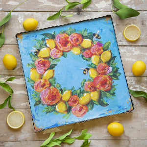 Lemon Rose Wreath Print