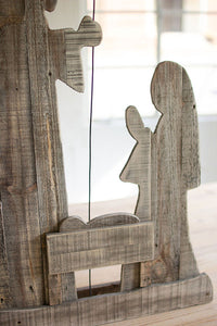 wooden nativity with stand