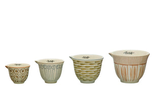 Hand-Painted Stoneware Measuring Cups