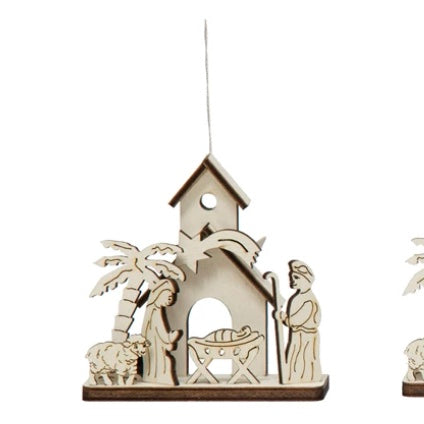 Wood Laser Cut Nativity Ornament