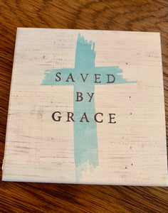 Saved By Grace Wooden Block