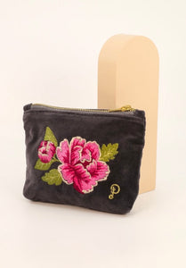 Painted Peony Velvet Mini Pouch