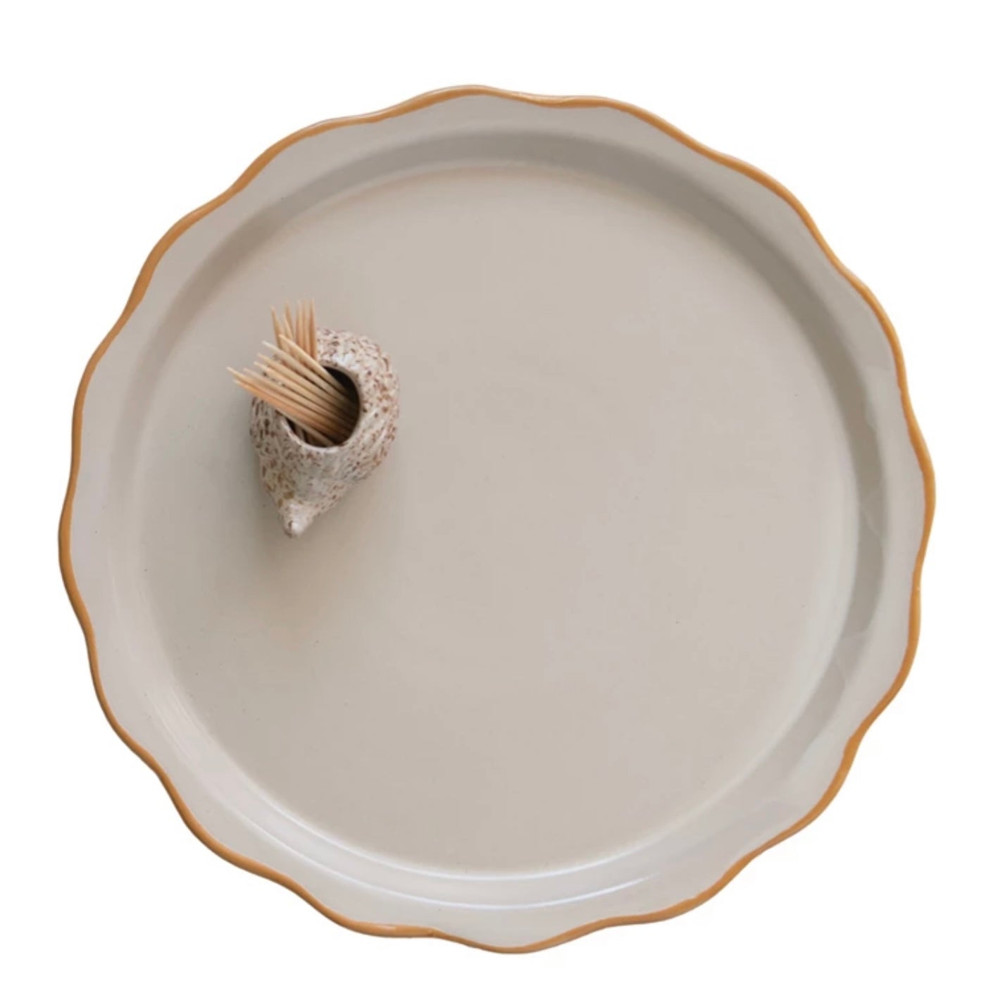 Stoneware Plate w/ Hedgehog Toothpick Holder