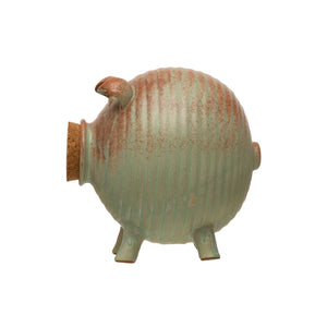 Stoneware and Cork Piggy Bank, Reactive Glaze