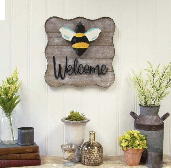 “Welcome” Metal/Wood Sign