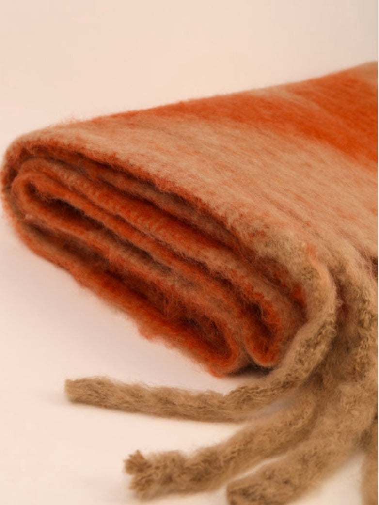 Ciara Cosy Chevron Scarf - Tangerine/Mist