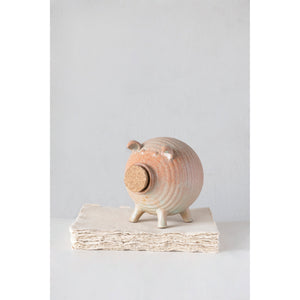 Stoneware and Cork Piggy Bank, Reactive Glaze