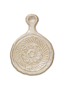 Embossed Stoneware Trivet with Handle