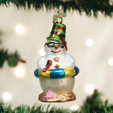 Beach Snowman Christmas Ornament