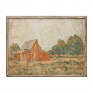 Wood Framed Wall Décor with Barn