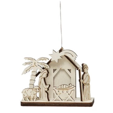 Wood Laser Cut Nativity Ornament