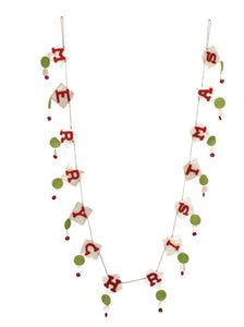 Wood Felt Garland “Merry Christmas” Red, White, and Green